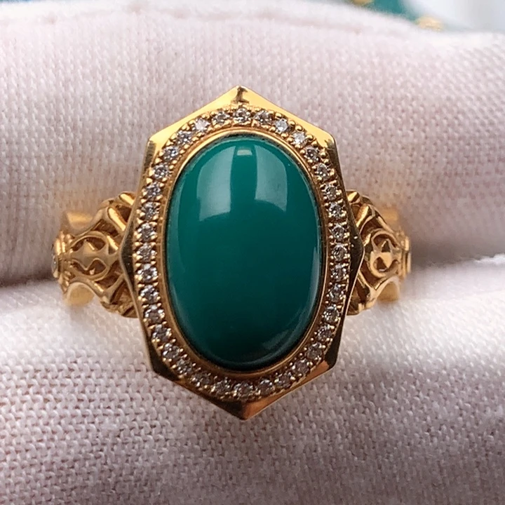 绿松石车挂18K金镶嵌