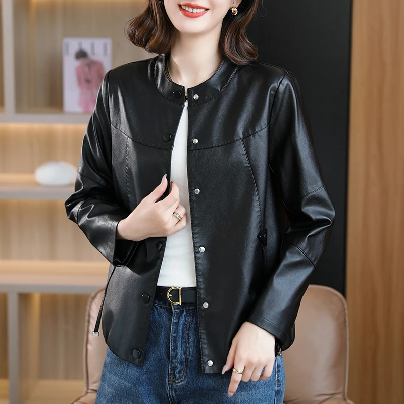 【美丽女人专属】海宁短款2025春秋季皮衣外套女新款显瘦百搭上衣