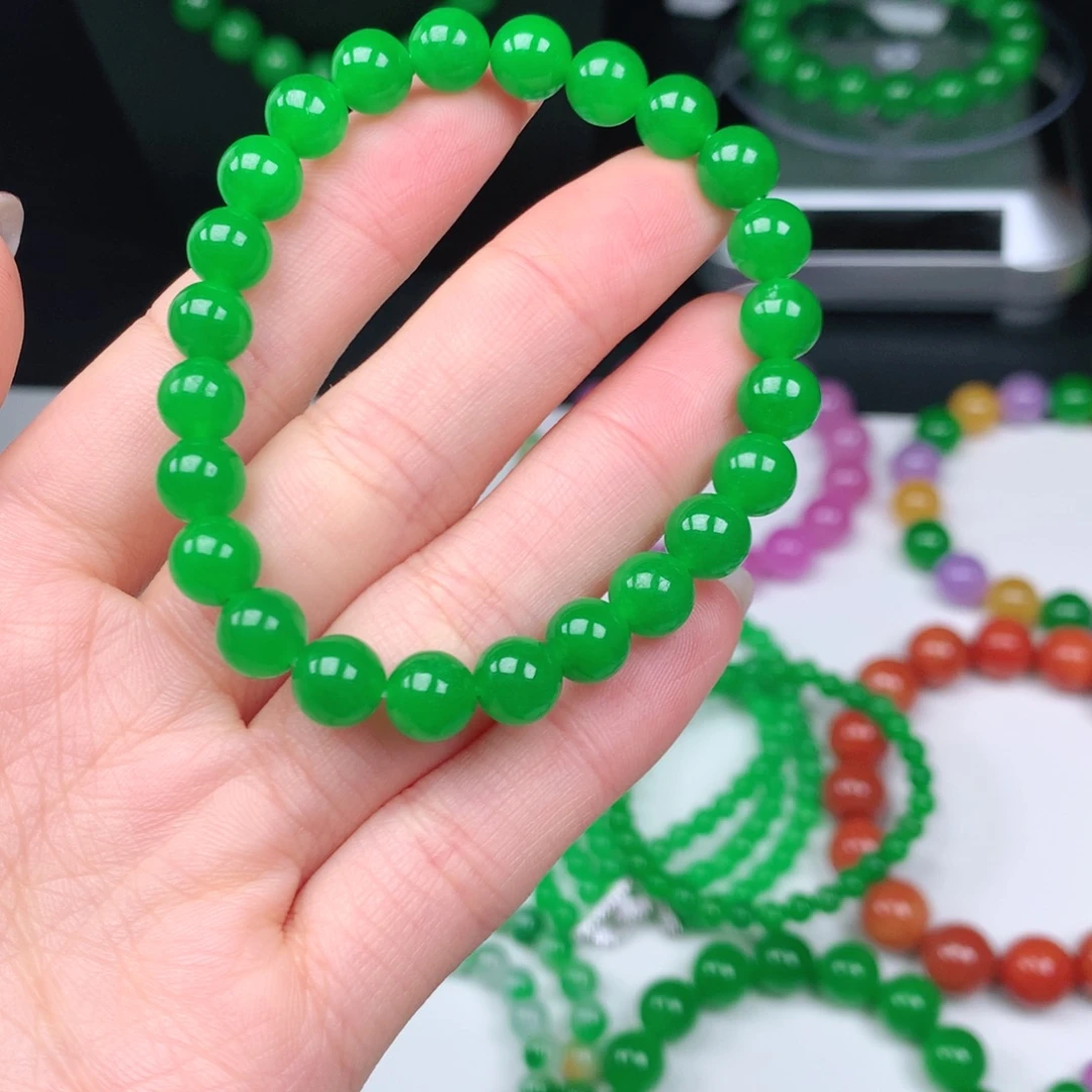 十***阳一物一拍，卡8阳绿色手串