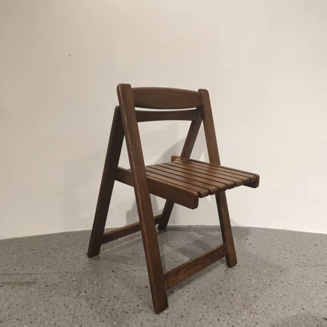 F47新款【水曲柳】折叠餐椅户外野营椅美式复古客厅