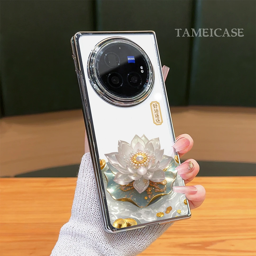 适用于【VIVOXFOLD3PRO】好运莲莲支架电镀银折叠高颜值简约手机