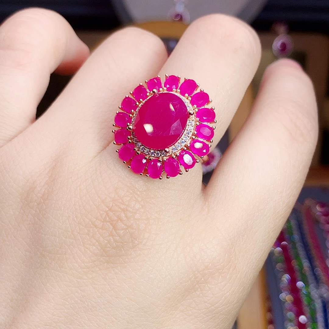 红宝石戒指银S925镶嵌