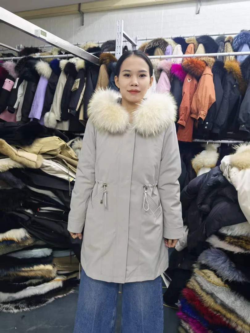 福利三颗心中长款女装派克服时尚百搭