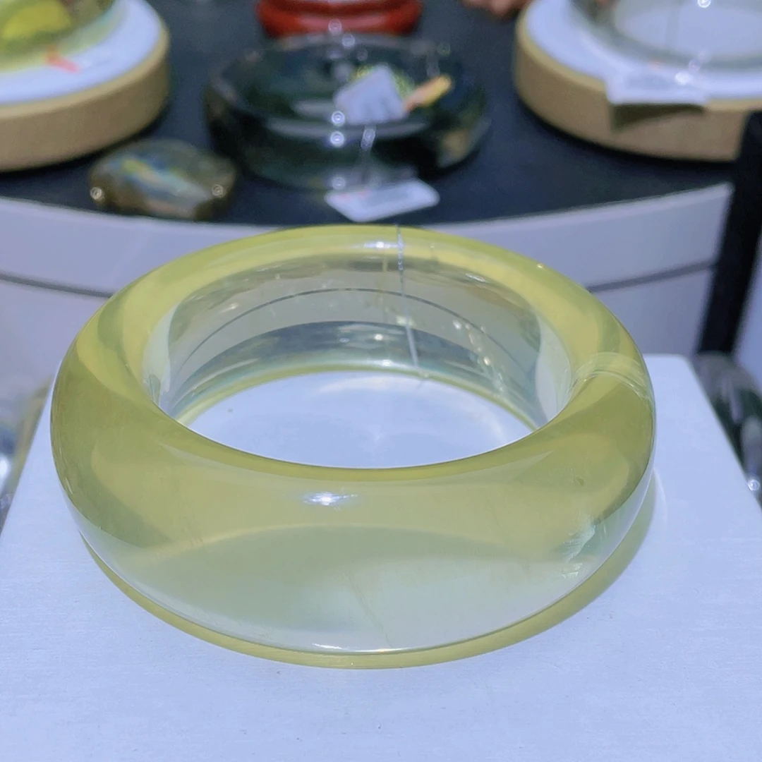 水晶手镯未镶嵌天然黄水晶手镯52.8圈口