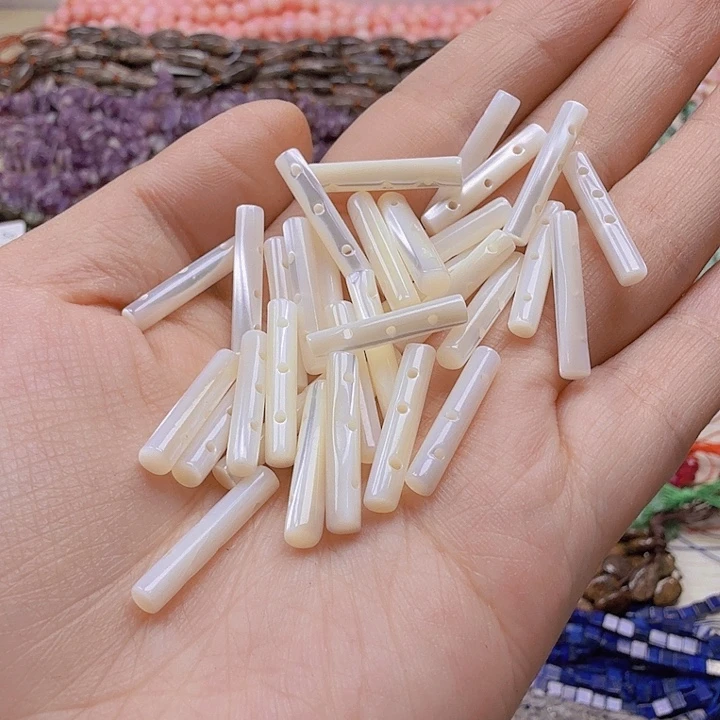 水晶珠宝半成品未镶嵌白蝶贝三孔配件（10颗）