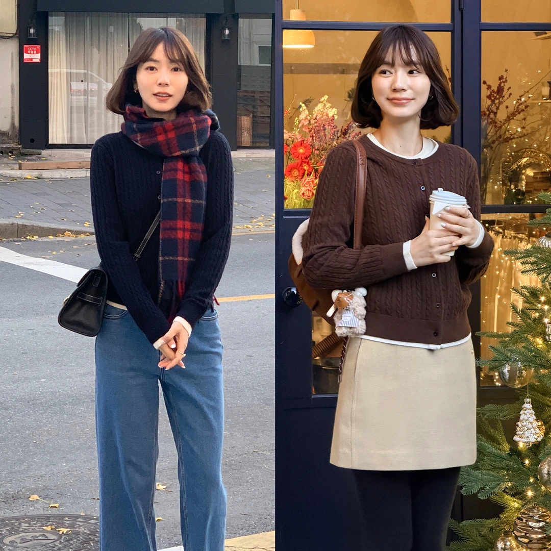 法儿家韩国限定【双十二92折】【老钱日常】FS512S075撞色拼接毛衣