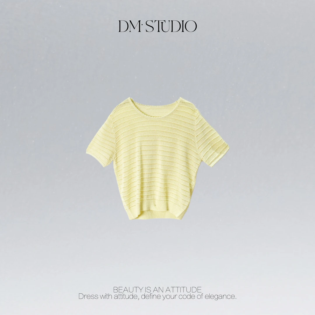 DEDM•STUDIO/百搭纯色镂空透气薄款短袖针织衫上衣2506ZZS/5011