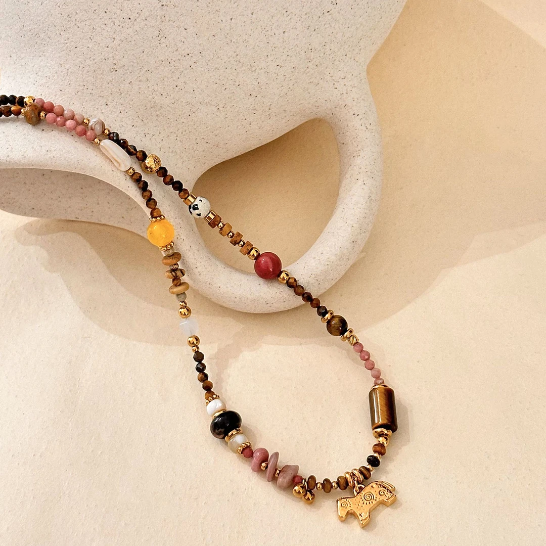 【彩虹小马】原创设计天然红纹石小众甜酷项链