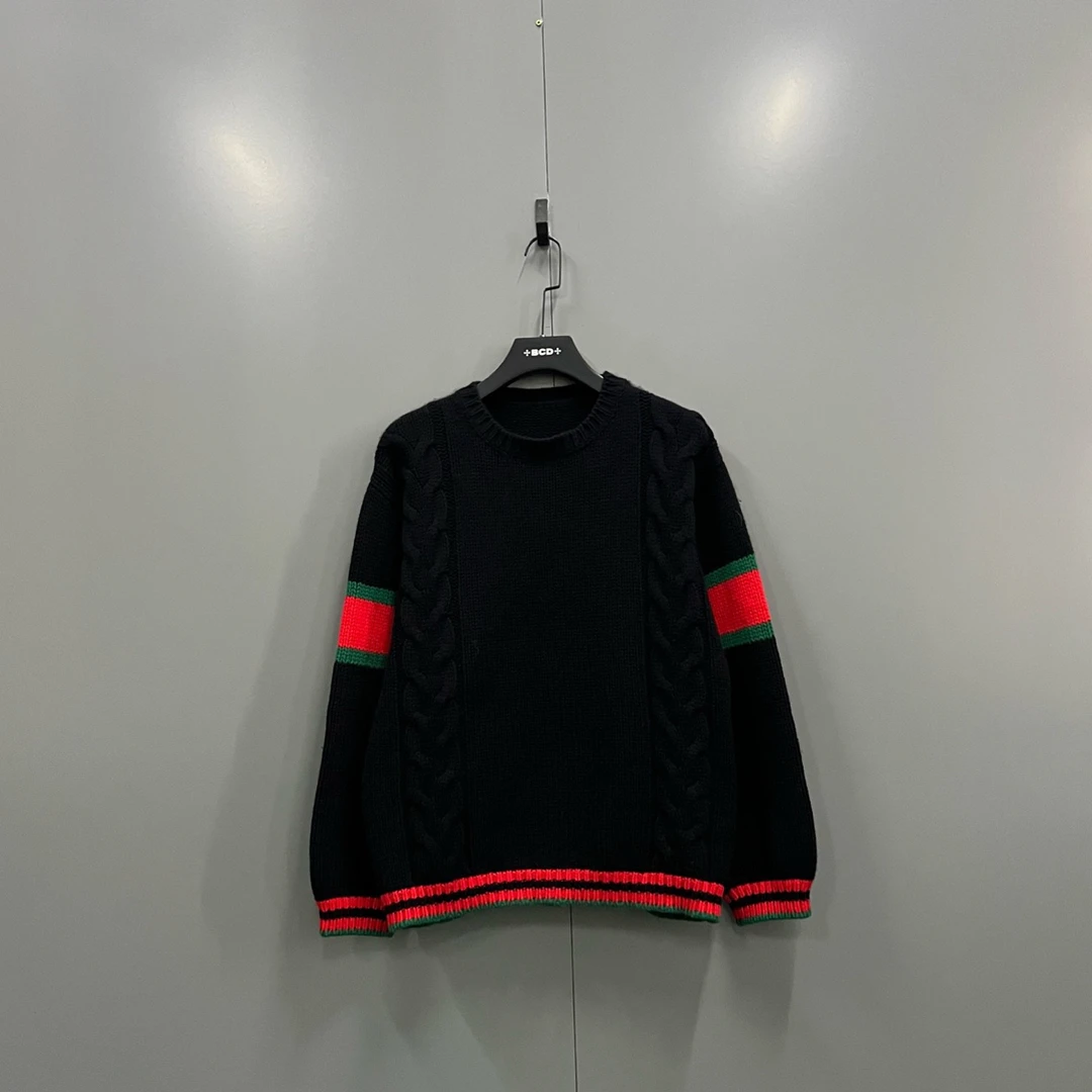 99新 GUCCI/古驰 (ll) 红绿条纹针织毛衣 M码/609041