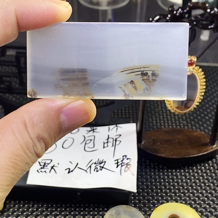合成碳硅石非金属时尚图纹画面石饰品