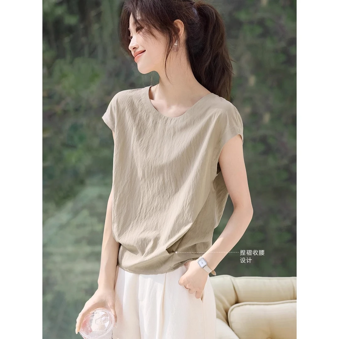 SS564休闲别致设计感收腰显瘦衬衫2025夏后背开叉衬衫女减龄显瘦