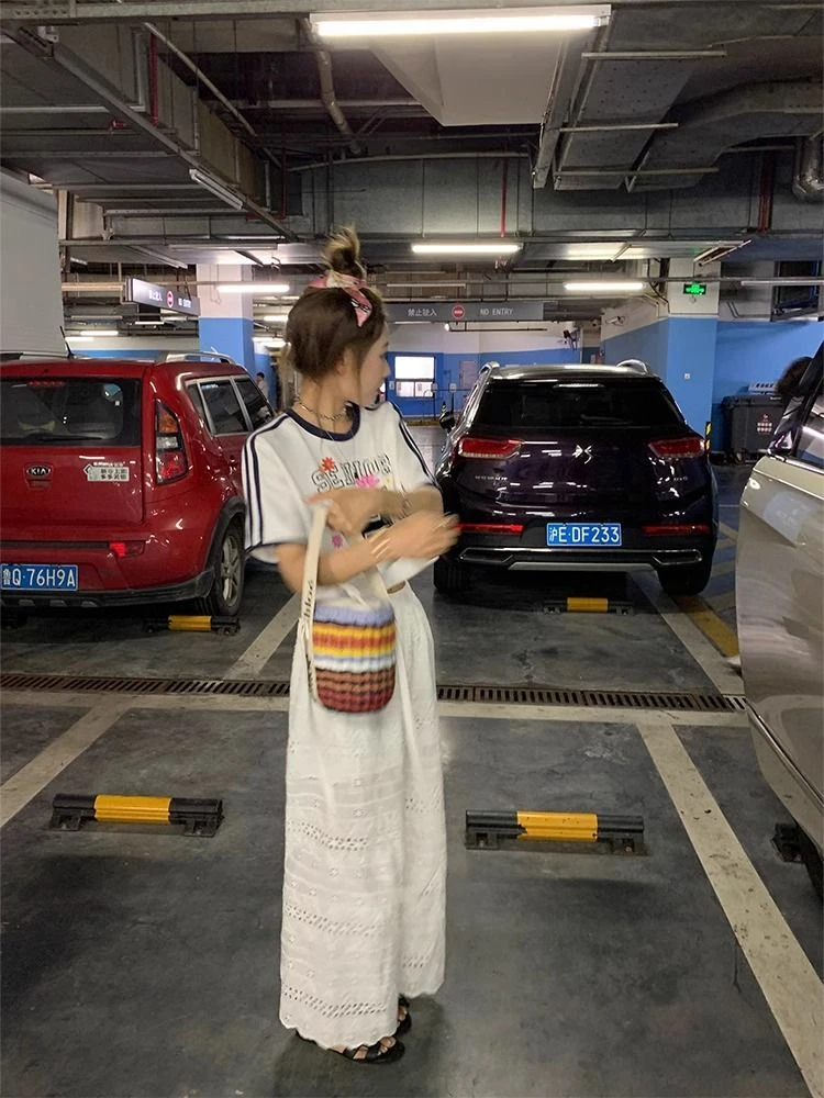 2025新款白色镂空蕾丝梧桐裤女夏季裤子薄款休闲宽松直筒阔腿长裤