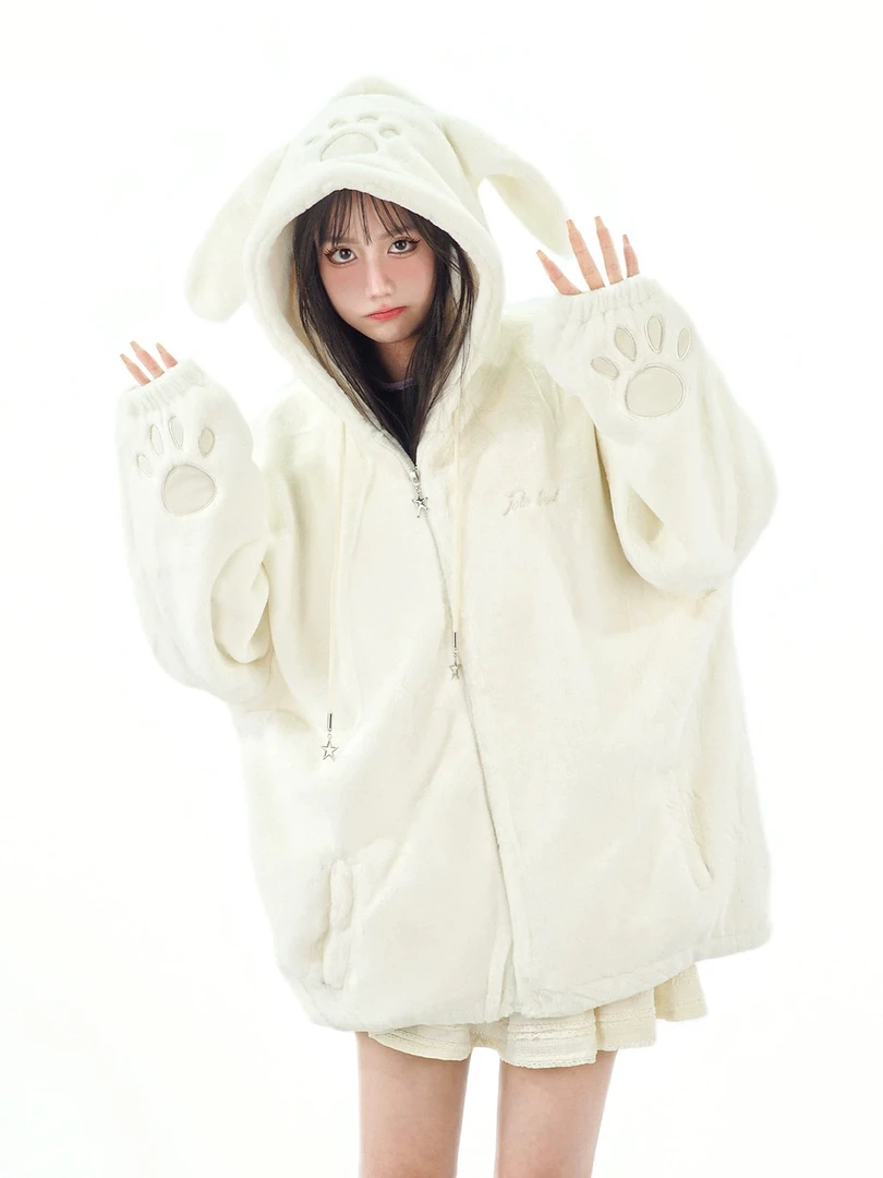 厚款毛毛长袖宽松保暖冬季针织休闲春秋洋气连帽6092