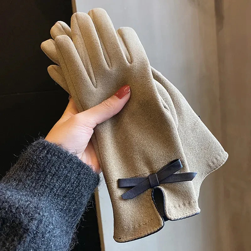 手套冬天女士韩版加绒加厚冬季骑开车防寒保暖防风徳绒分指可触屏