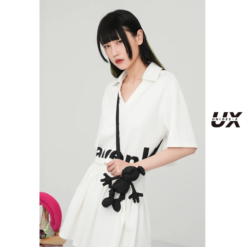 UX新款截短小玩偶套装女短款宽松设计感街头时尚收腰yc