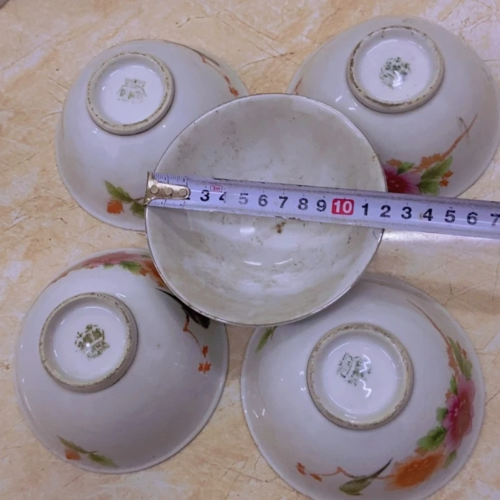 陶瑕疵 5个12.5厘米花鸟碗