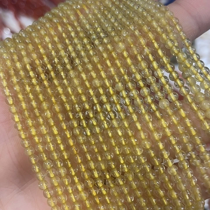 合金玛瑙/玉髓珠宝半成品一条3mm天然黄水晶
