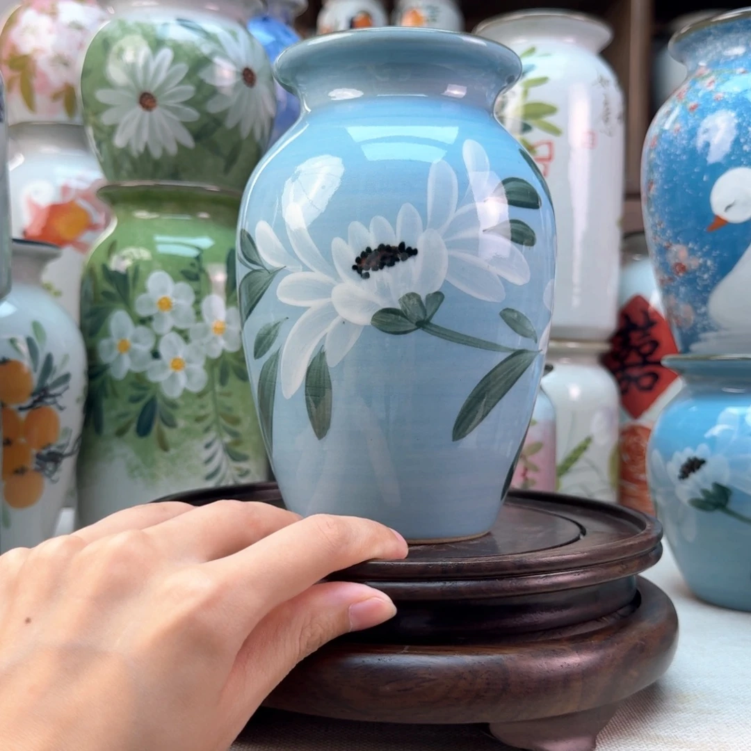 景德镇陶瓷手绘花瓶无孔