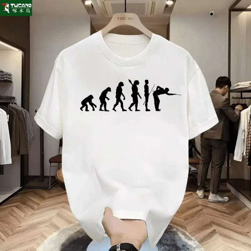 啄木鸟夏季纯棉短袖T恤小众设计印花男百搭重磅圆领宽松ins上衣