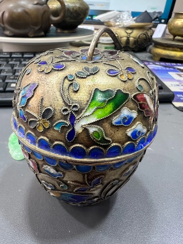 掐丝珐琅银质苹果罐