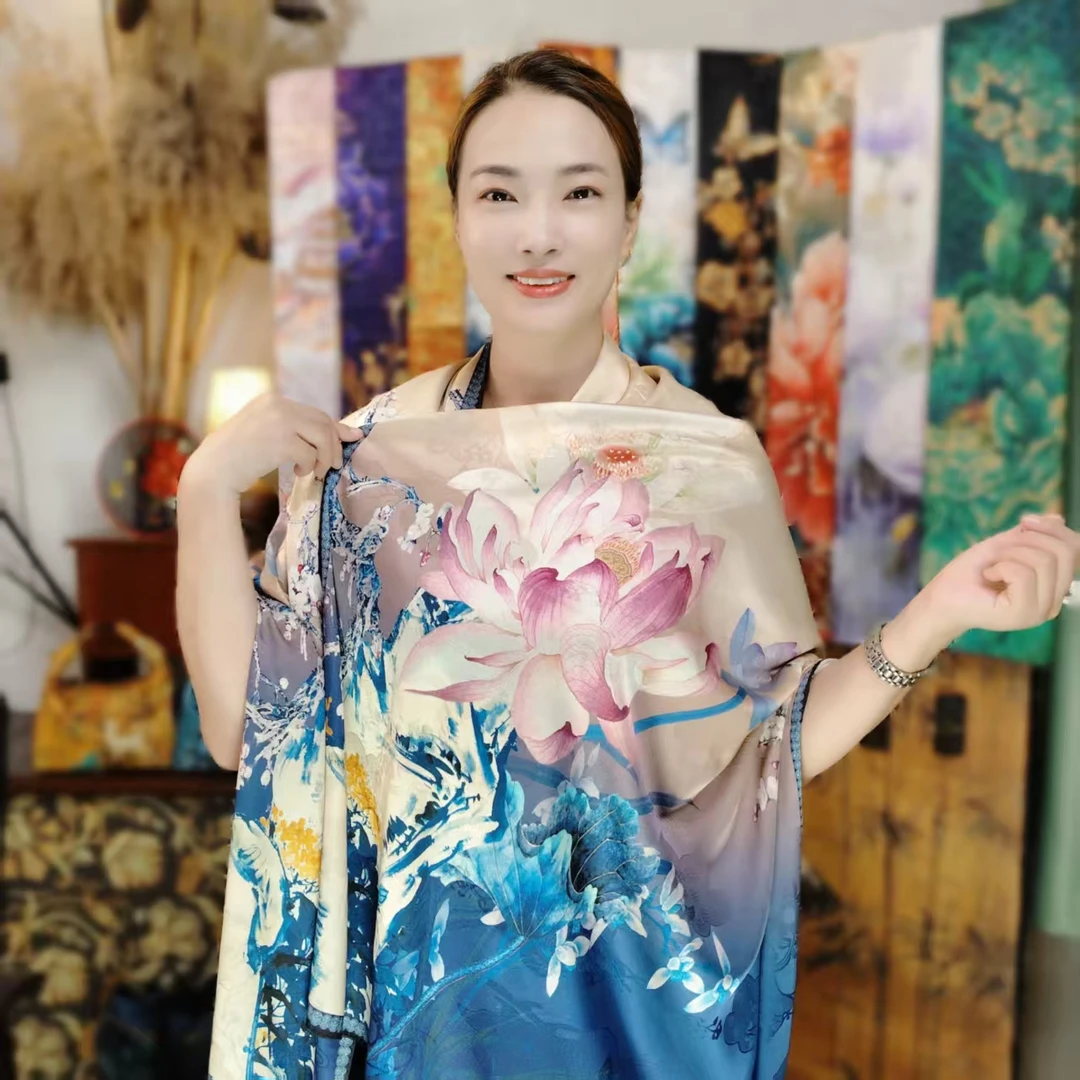 【彩莲】春秋款旗袍披肩180*70送妈妈丝巾暗花
