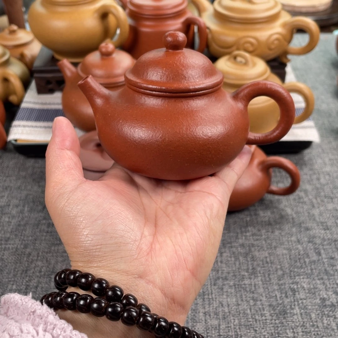 紫砂茶壶红降坡容天全手纯红20目160