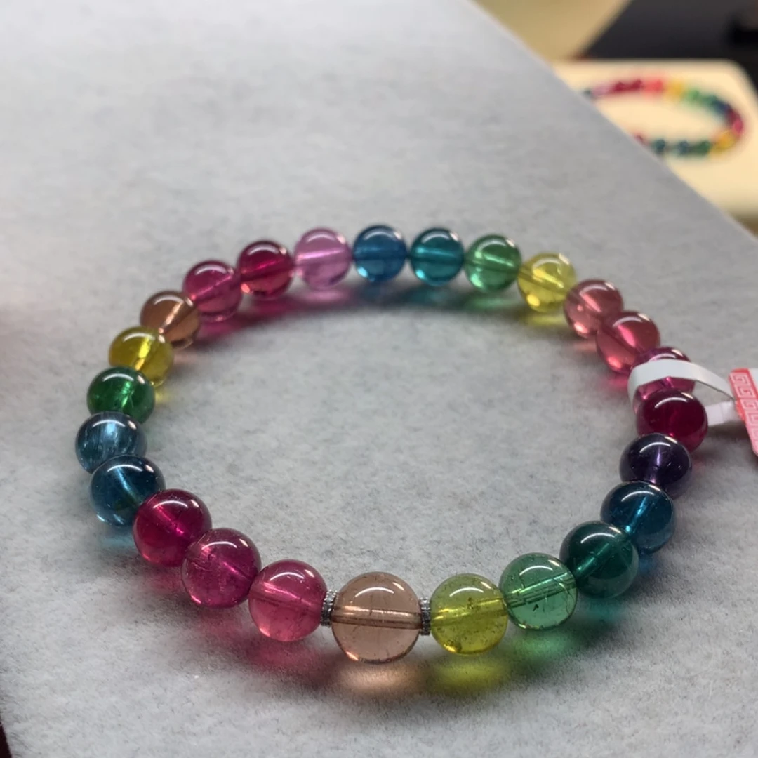 【闪购商品】未镶嵌手链碧玺艳丽彩虹单圈7.5