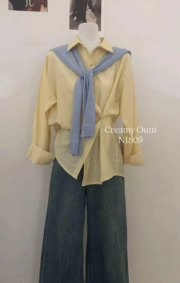 杨杨 时尚丝麻垂感衬衫N1809