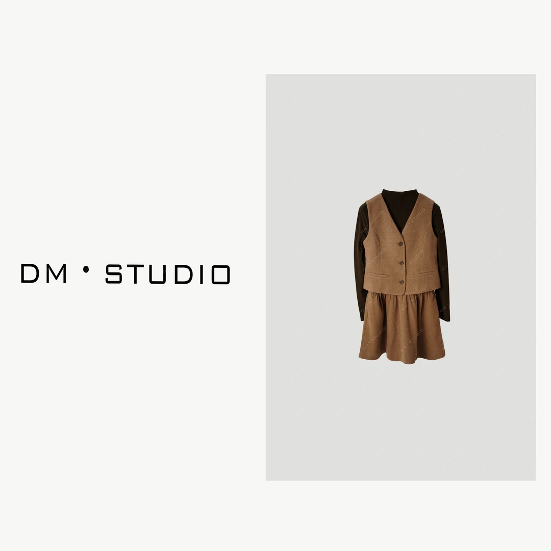 -DM•STUDIO/（含羊毛）气质静奢优雅复古马甲+连衣裙套装（1692）