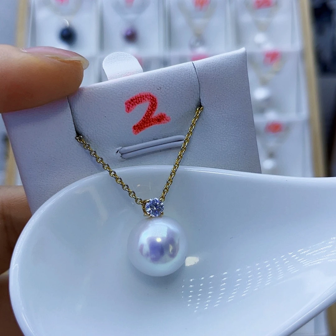 淡水珍珠18K金镶嵌吊坠(不含链)胜**甜