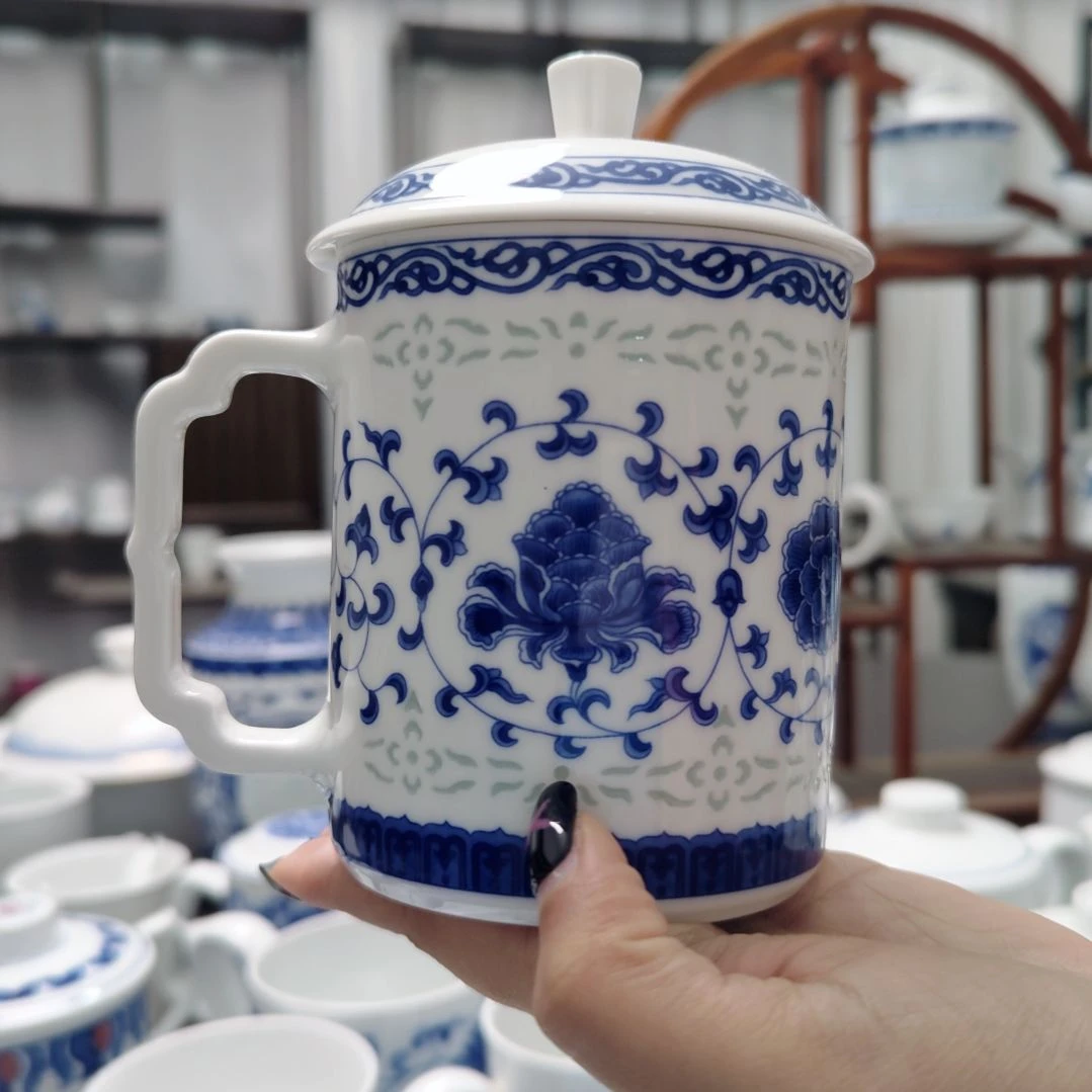 陶瓷国色灵韵办公杯两件套