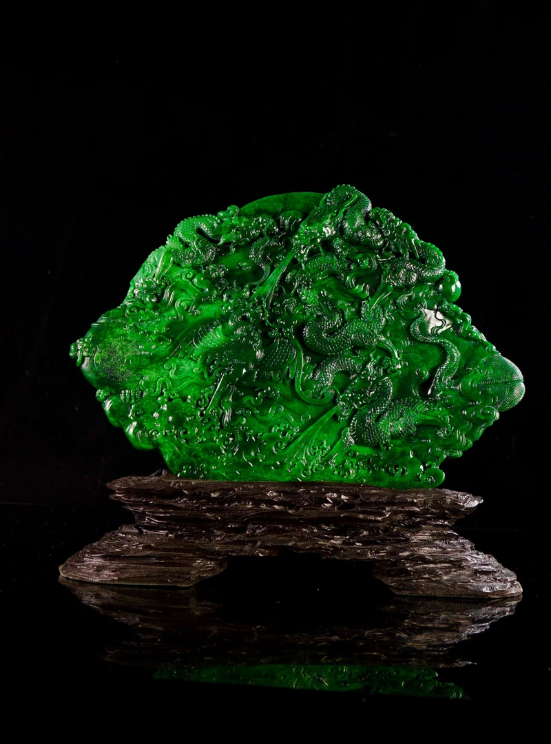 名贵雅安倔绿，龙摆件，高品收藏