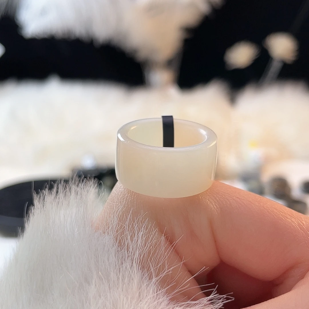 和田玉未镶嵌戒指k48奶白直切18.2mm