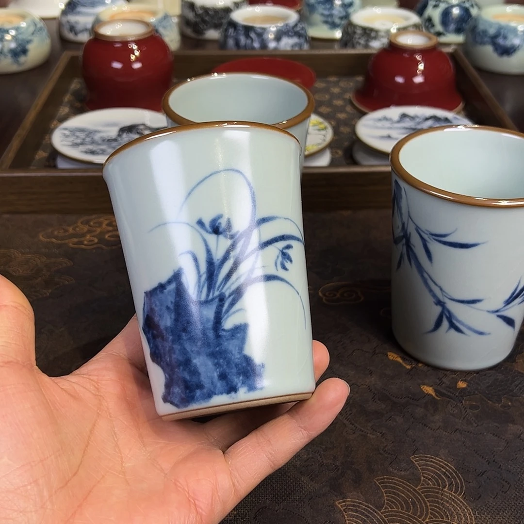 是***吗天青兰花可乐杯开片