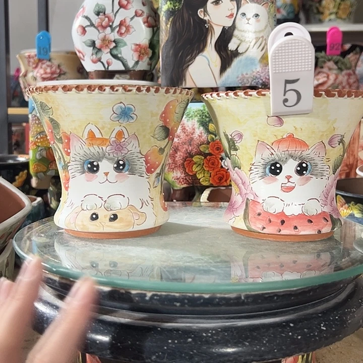 满38包邮 景德镇手绘花盆