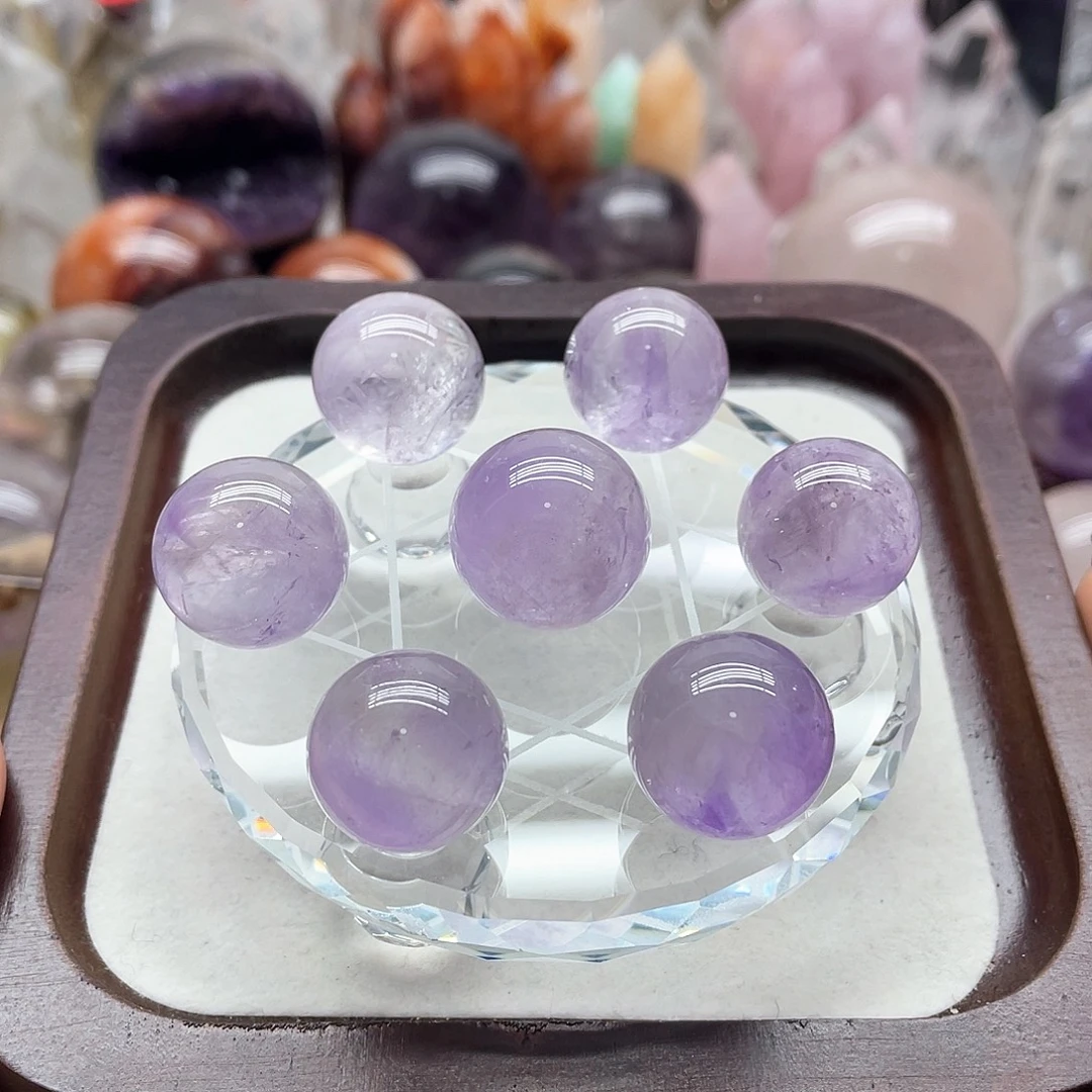 珠宝半成品未镶嵌水晶1紫水七星阵（紫水七颗➕玻璃底座）