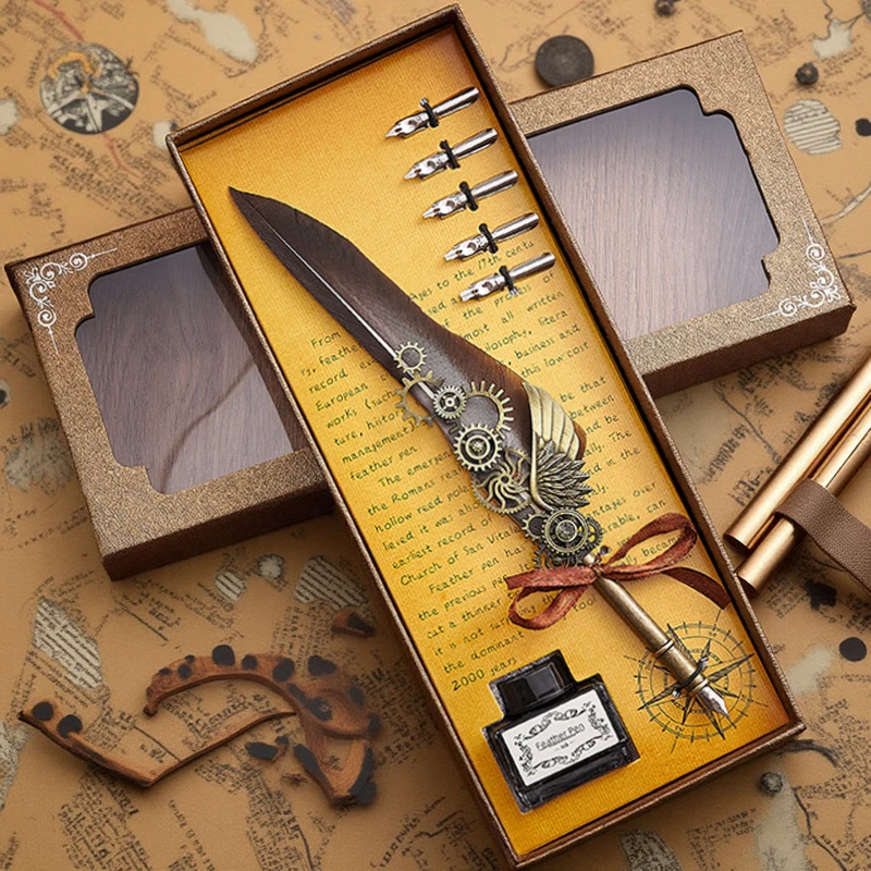 复古钢笔羽毛笔哈特周边手办金榜题名文具礼盒套装伴手礼生日礼物