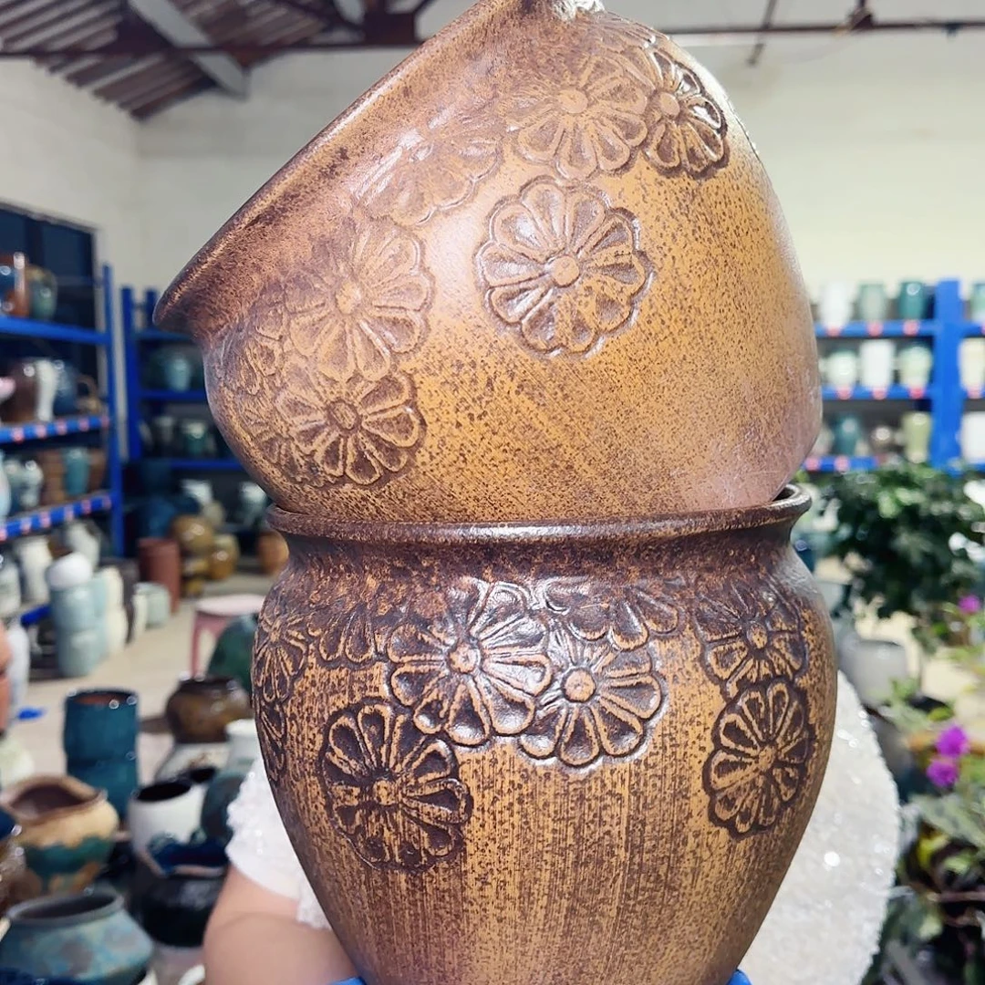 紫砂花盆高19口20