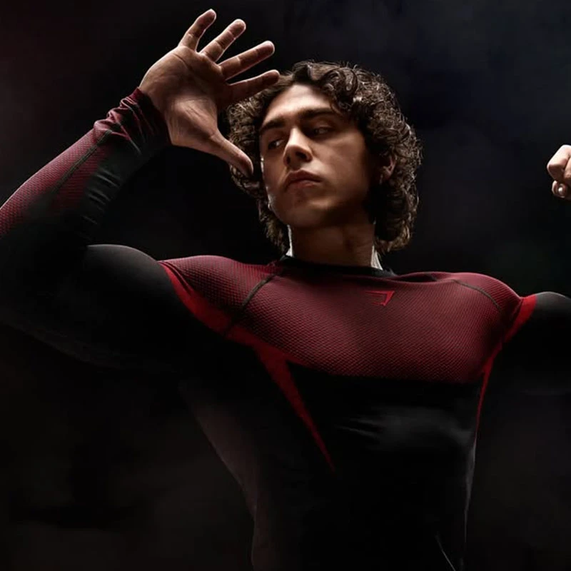 运动健身衣男长袖T恤美式潮牌透气弹力速干肌肉型男撸铁兄弟紧身