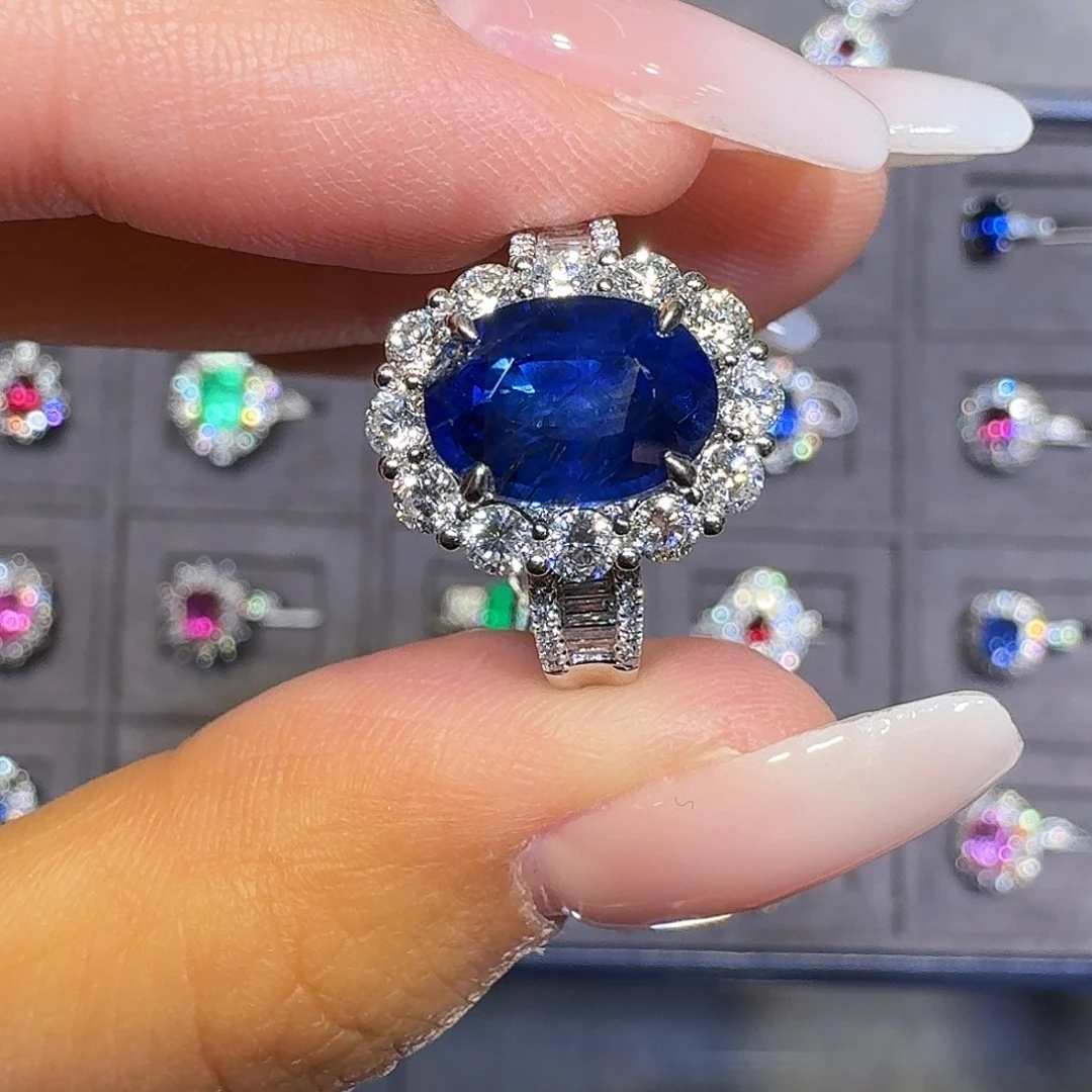 戒指蓝宝石18K金镶嵌4.08