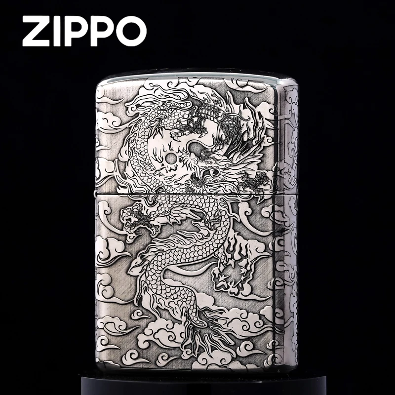 zippo打火机正品/白铜套壳重甲祥云瑞龙五面精雕【达人专属】DYJ1