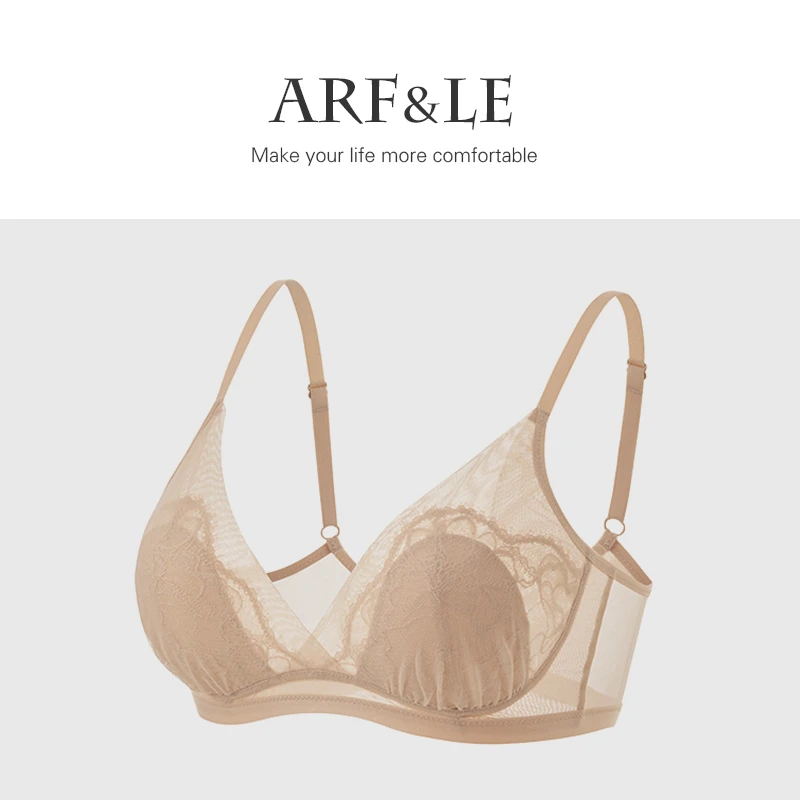 春夏真丝兔儿杯文胸 桑蚕丝蕾丝拼接大胸显小法式内衣02S249