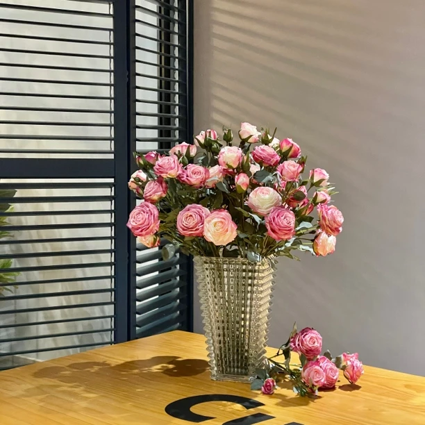 轻奢风焦边六头嘉娜玫瑰烤边干花婚庆花墙家居装饰花束（新疆包邮