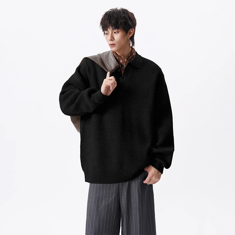 翻领针织Polo毛衣男款老钱风秋冬季潮流潮牌休闲毛线衣外套男上衣