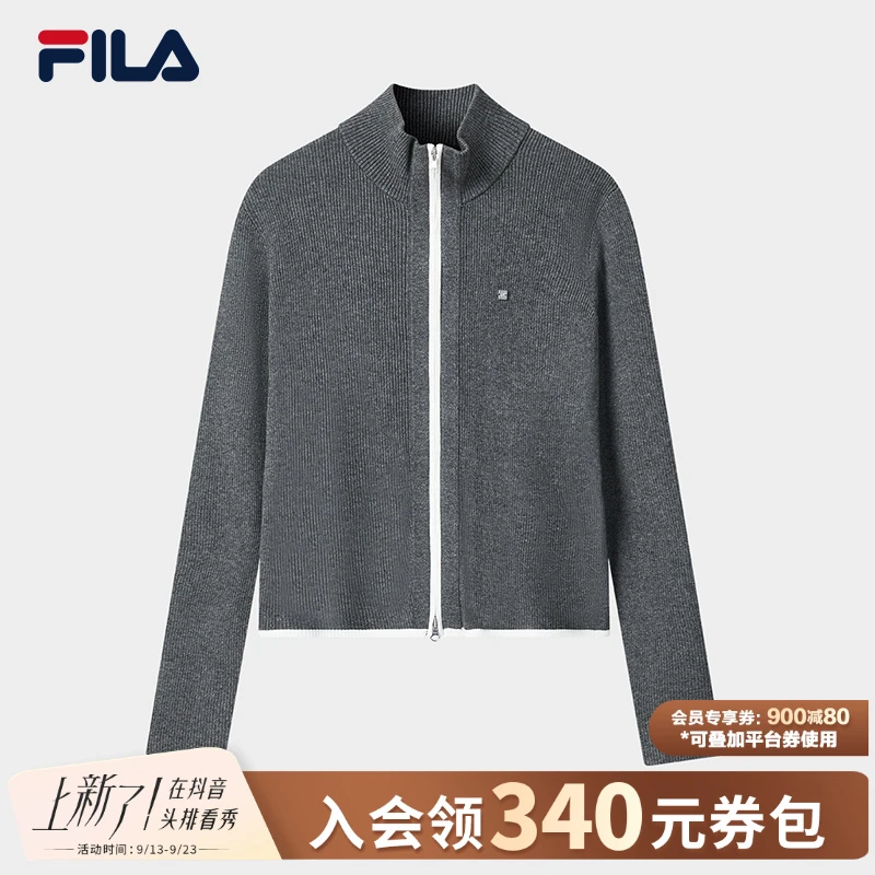 Fila/斐乐女士户外休闲运动编织衫半高领编织外套F11W543401F