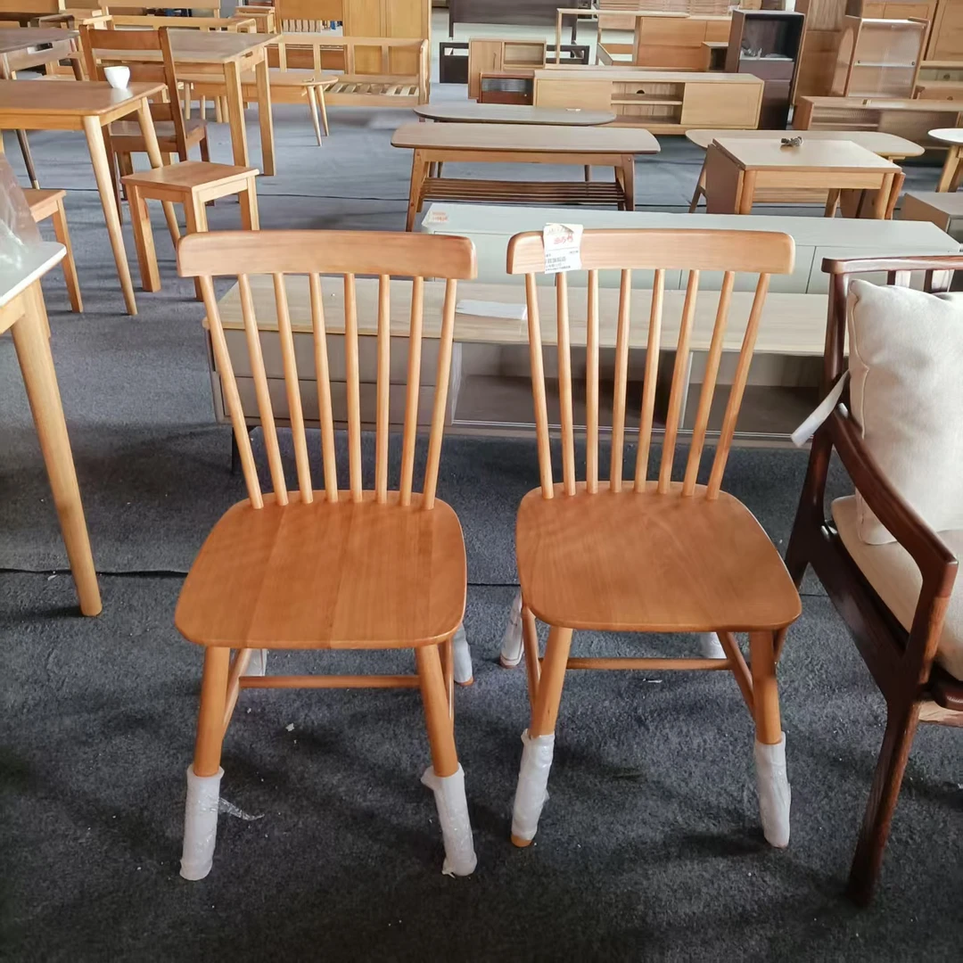 440*500*860MM微瑕一拍两把橡胶木餐椅温莎椅北欧风格家用餐椅