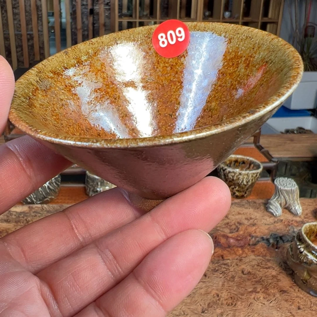 杯809号柴烧斗笠杯微瑕