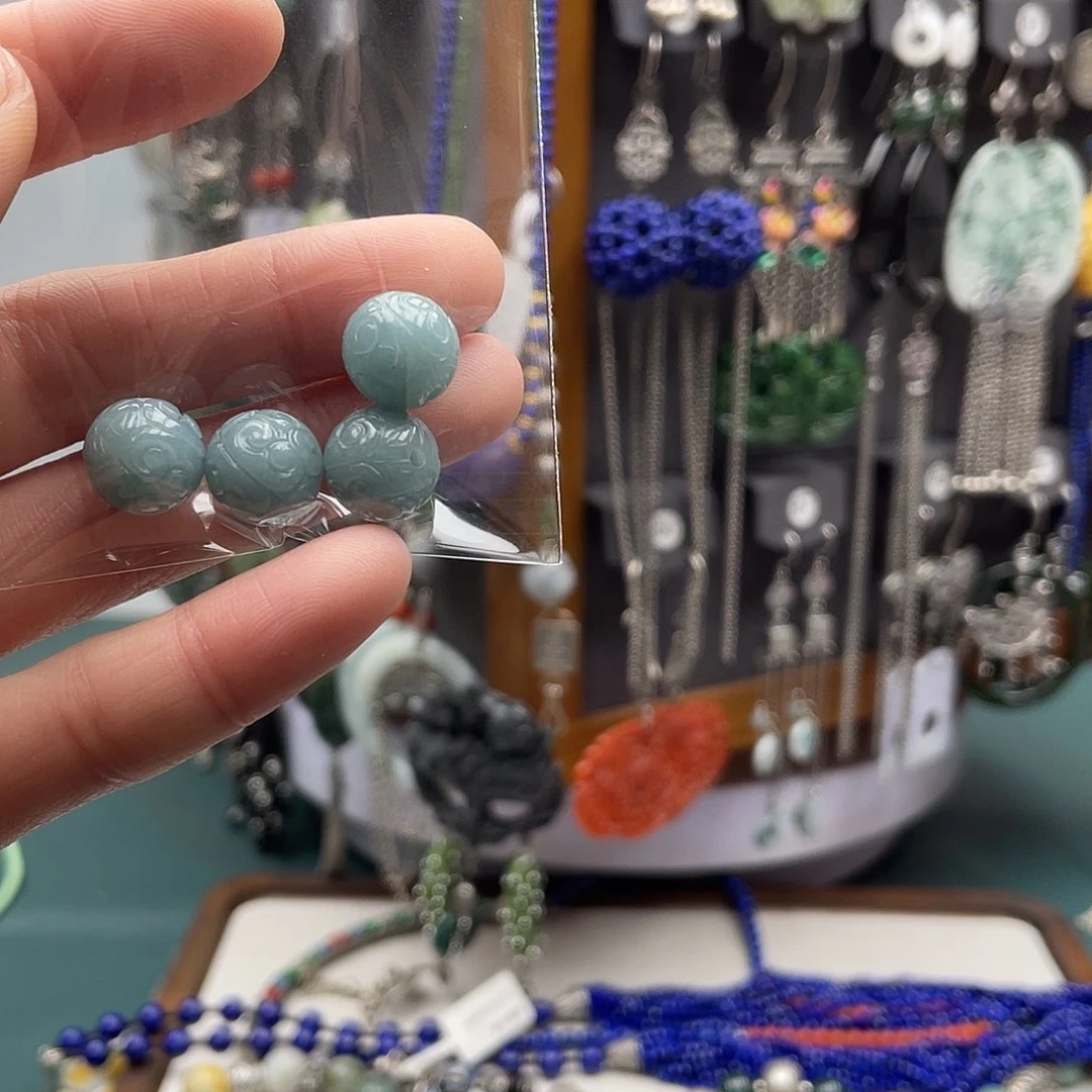 翡翠耳饰银S925镶嵌a*音饰品