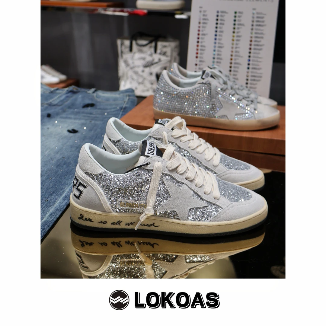 新品手绘涂鸦亮片复古做内增高脏鞋旧运动休闲星星板鞋手工鞋