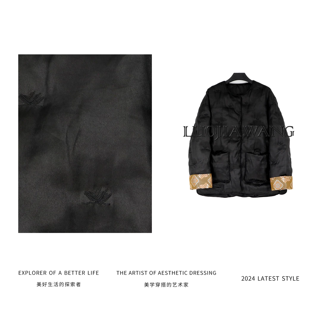 LUOJIAWANG【红人上新】时髦高级国风素绉缎质感羽绒服